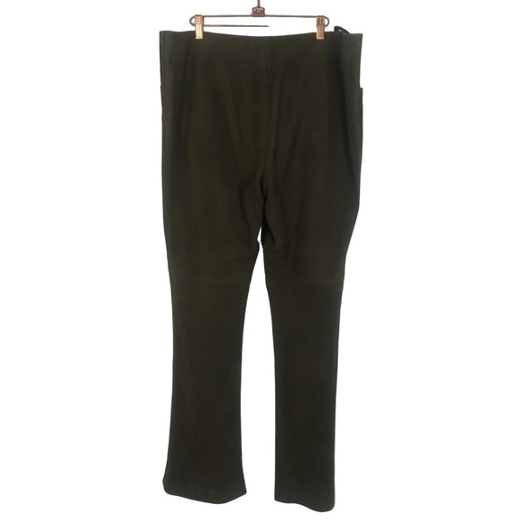 Lauren Ralph Lauren Army Green 100% Suede Fully Lined Boot Cut Pants SZ 14 - Picture 1 of 9